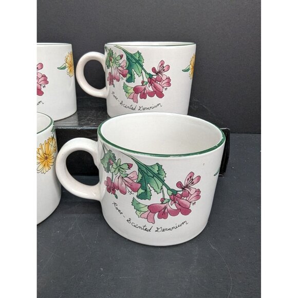 Majesticware by Sakura Geranium Coffee Mugs 1997 Designed by Sue Zipkin Set of 4 - Picture 5 of 8